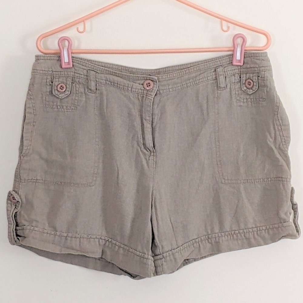 BOGO SALE! AB Studio Casual Beige Shorts Linen Blend Lightweight, Women's Sz 8